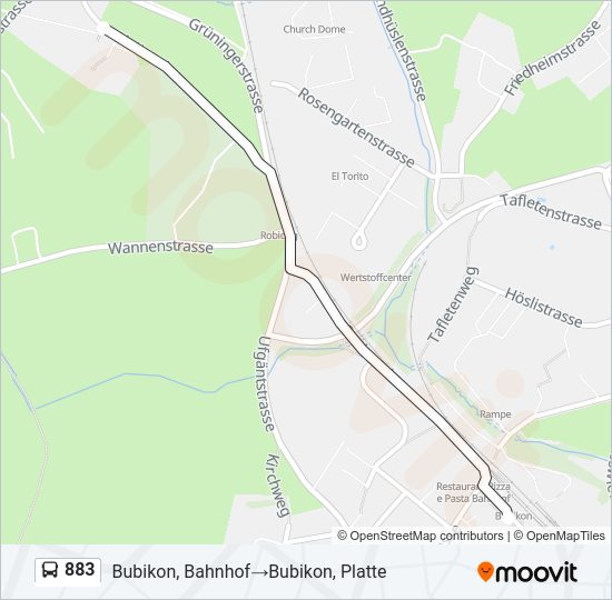 883 Bus Line Map