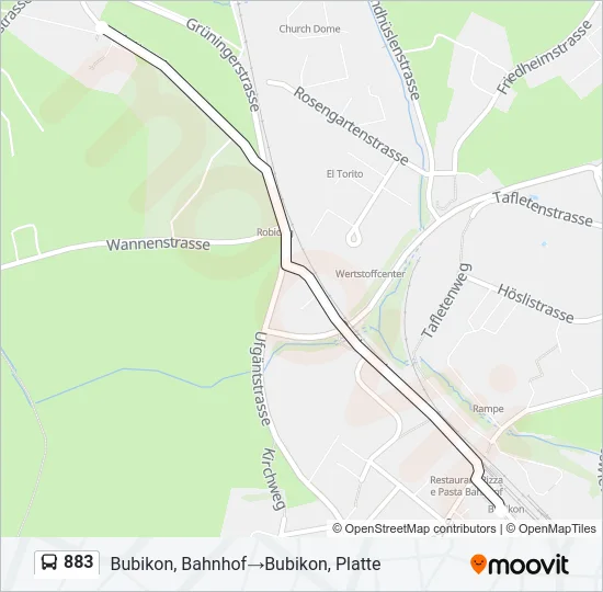 883 Bus Line Map
