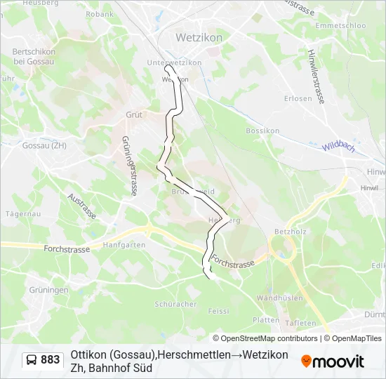 883 Bus Line Map