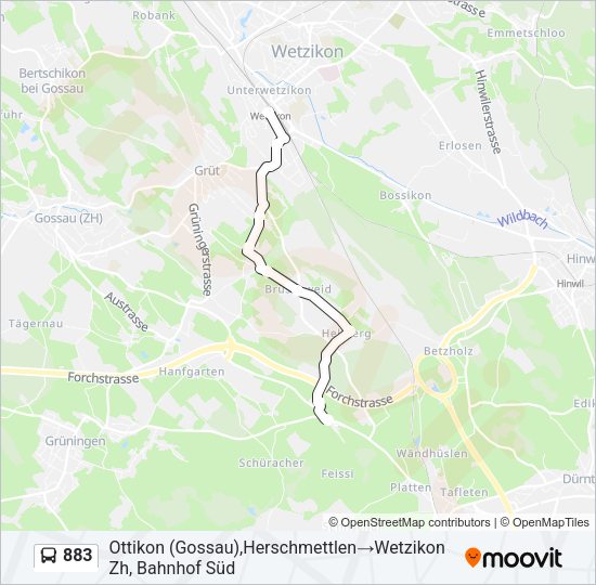 883 Bus Line Map