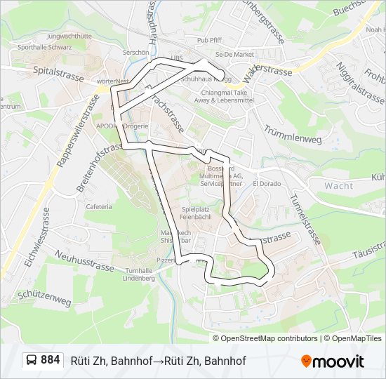884 Bus Line Map