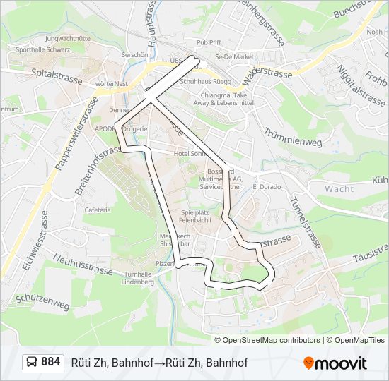 884 Bus Line Map