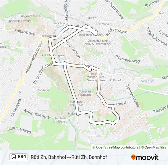 884 Bus Line Map