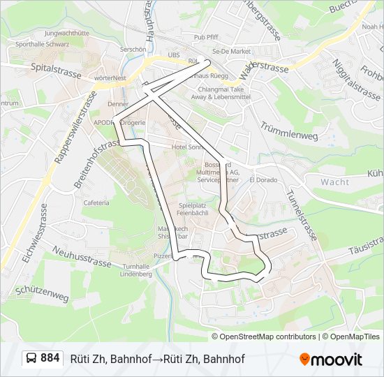 884 Bus Line Map