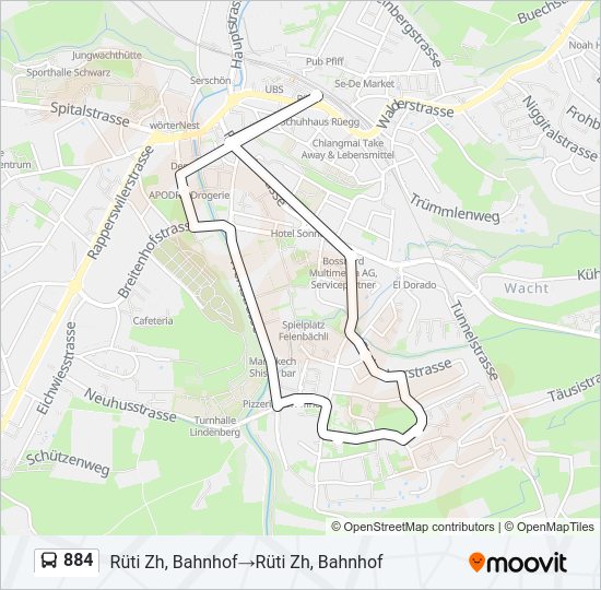 884 Bus Line Map