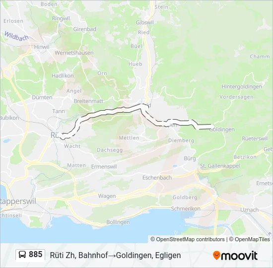 Plan de la ligne 885 de bus