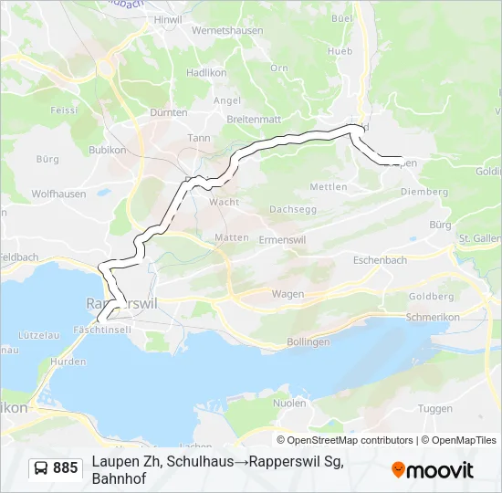885 Bus Line Map