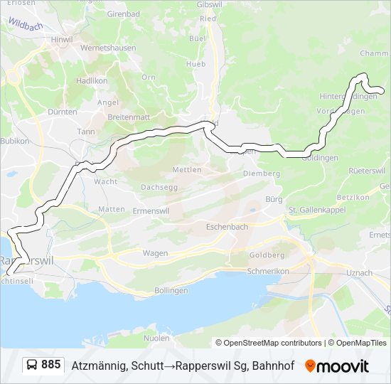 885 Bus Line Map