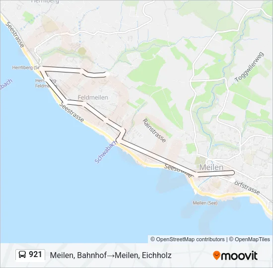 Plan de la ligne 921 de bus