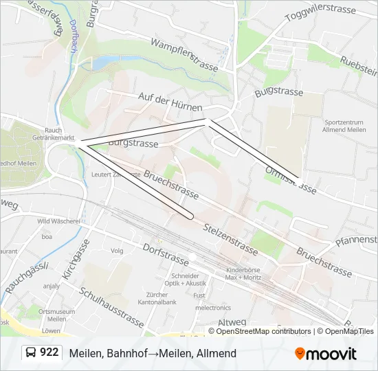 Plan de la ligne 922 de bus