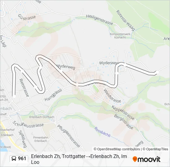 961 Bus Line Map