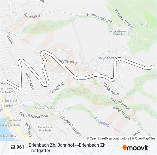 961 Bus Line Map