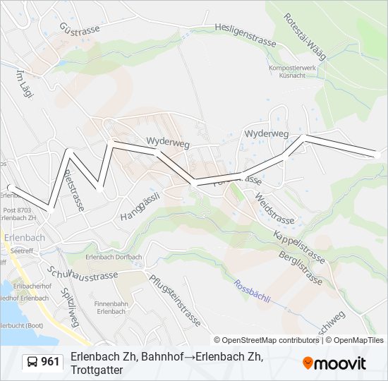 961 bus Line Map