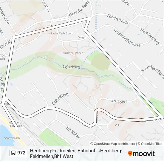 Plan de la ligne 972 de bus