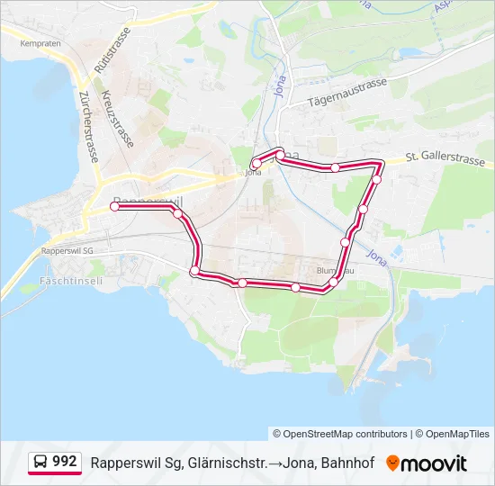 992 Bus Line Map
