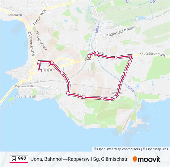 992 Bus Line Map