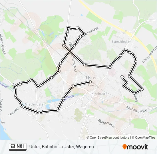 N81 Bus Line Map