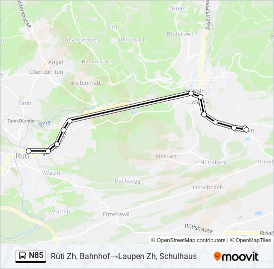 N85 bus Line Map