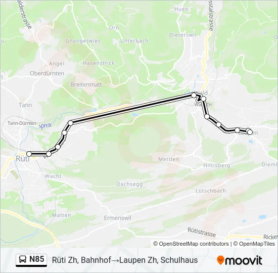 N85 Bus Line Map