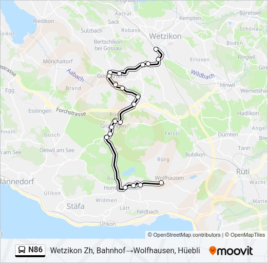 N86 Bus Line Map
