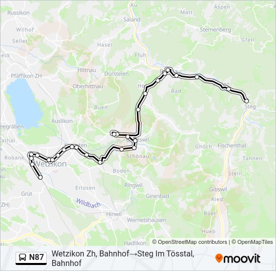 N87 Bus Line Map