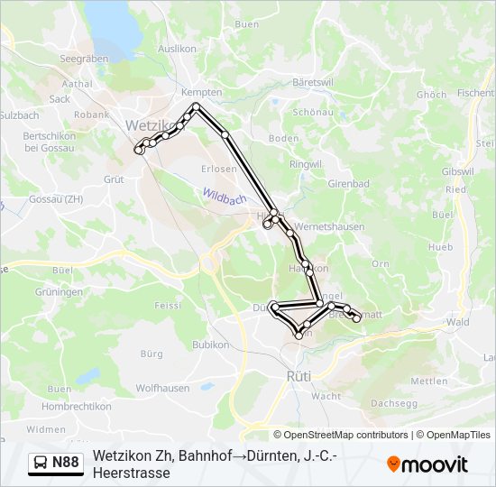 N88 Bus Line Map