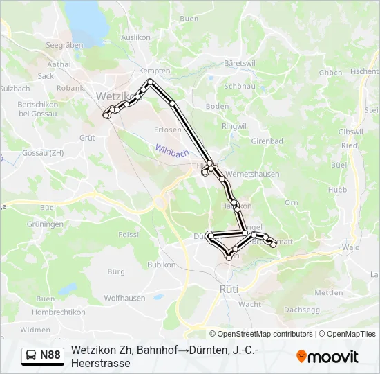 N88 Bus Line Map