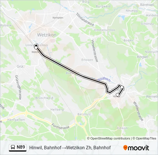 N89 Bus Line Map