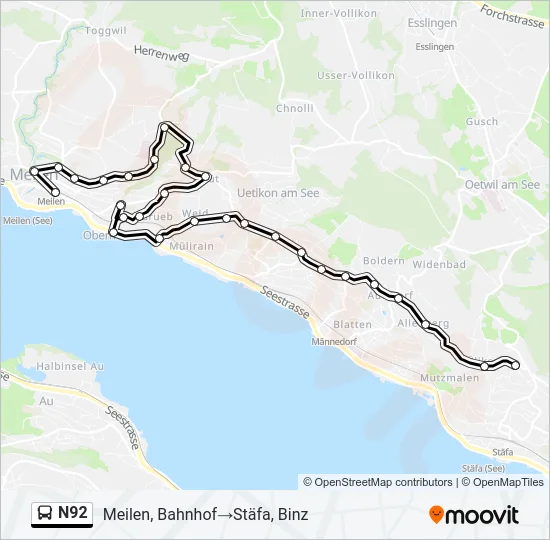 N92 Bus Line Map