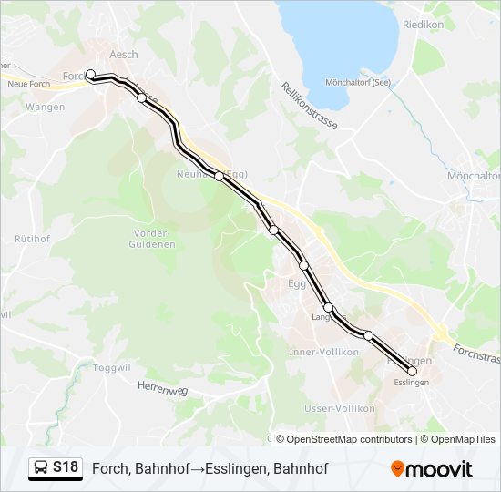 S18 bus Line Map