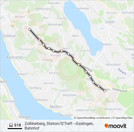 S18 bus Line Map