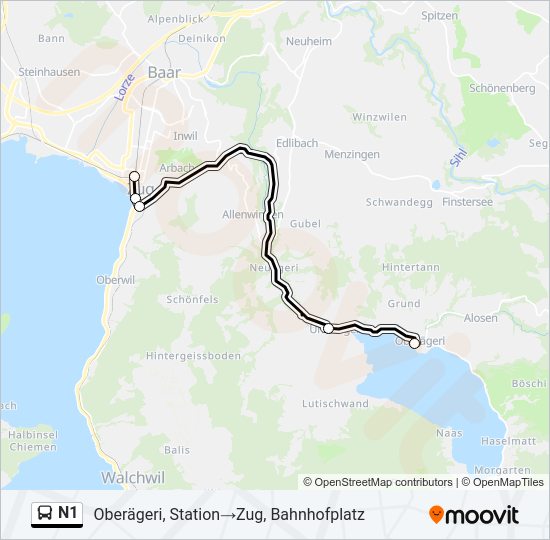 N1 Bus Line Map