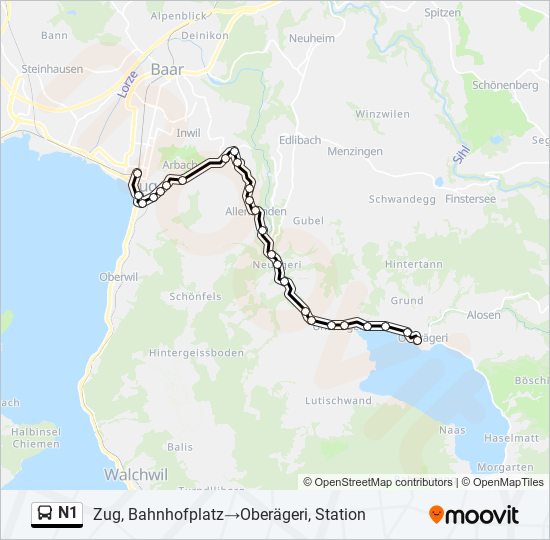 N1 bus Line Map