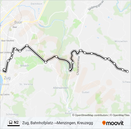 N2 Bus Line Map