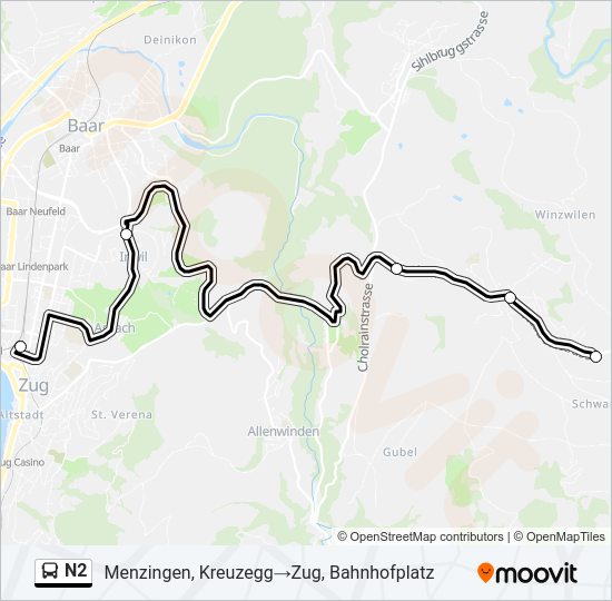 N2 Bus Line Map