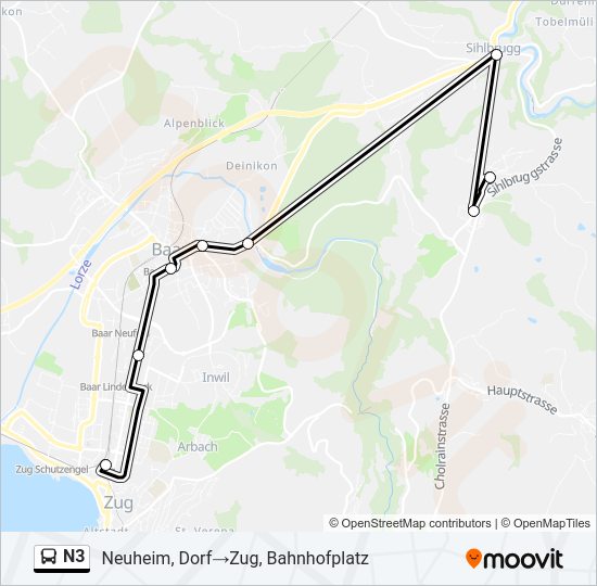 N3 Bus Line Map