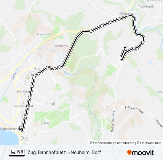 N3 Bus Line Map