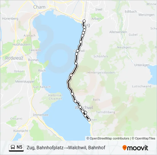 N5 Bus Line Map
