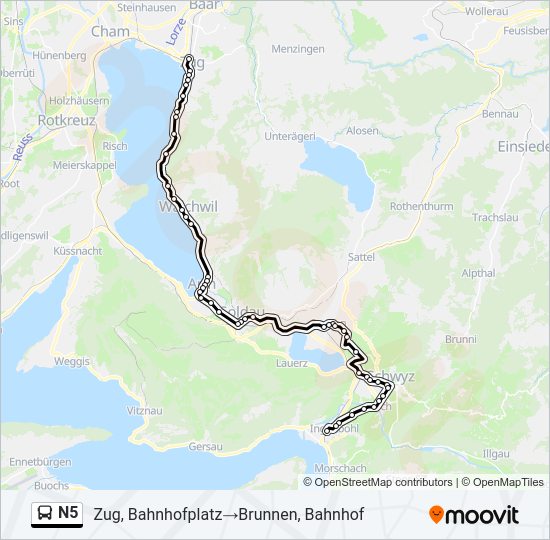 N5 Bus Line Map