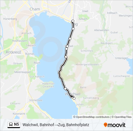 N5 Bus Line Map