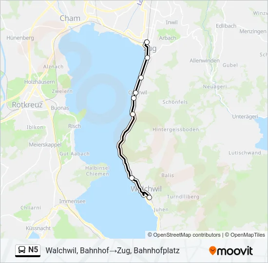 N5 Bus Line Map