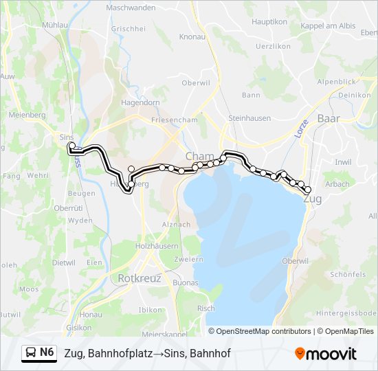 N6 Bus Line Map