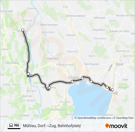N6 Bus Line Map