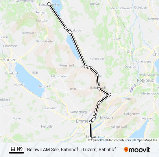 N9 Bus Line Map