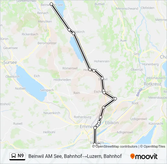 N9 Bus Line Map