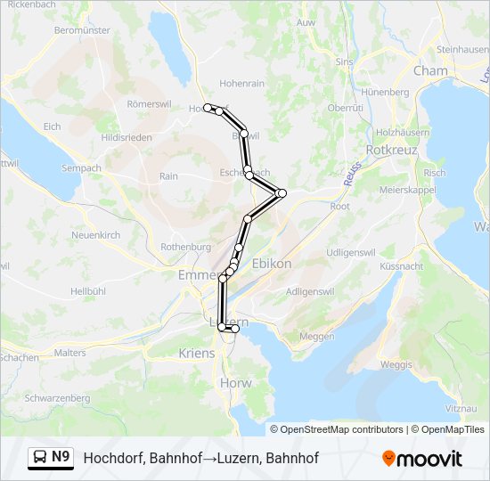 N9 Bus Line Map