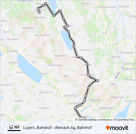 N9 Bus Line Map