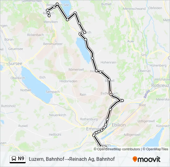 N9 Bus Line Map
