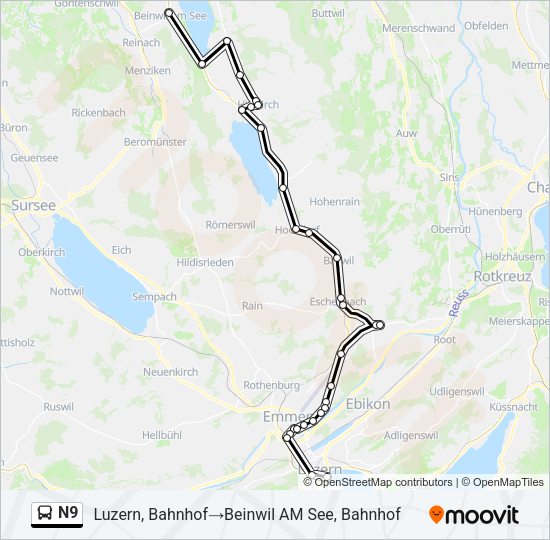 N9 Bus Line Map