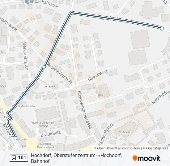 Plan de la ligne 101 de bus
